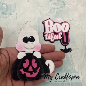 Scrapbook Halloween Boo Title Premade Scrapbooking Embellishment Paper Piecing Die cut 3D Hand made card Scrapbook Layout