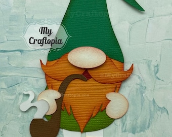 St. Patrick's Day Gnome Scrapbooking Embellishment, Shamrock Die Cut Card Making