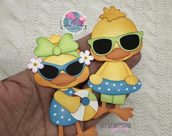 Summer Beach Duck Scrapbook Layout Embellishment – Sunglasses, Swimsuit Die Cut, Sold Separately.Layout