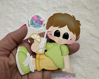 Lemon Boy Summer Spring  Premade Scrapbook Layouting Embellishment Paper Piecing Die Cuts Card Scrapbook LayoutLayout
