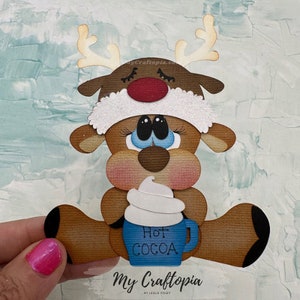 Scrapbook Christmas deer Winter Premade Scrapbooking Embellishment Paper Piecing Die cut 3D  Hand made card Scrapbook layouts