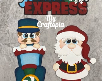 Christmas Polar Express Santa Premade Scrapbooking Embellishment Paper Piecing Die Cuts Clip Art.