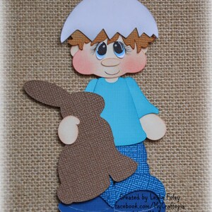 Personalized Easter Spring boy Premade Scrapbooking Embellishment Paper Piecing Die Cuts Card Scrapbook