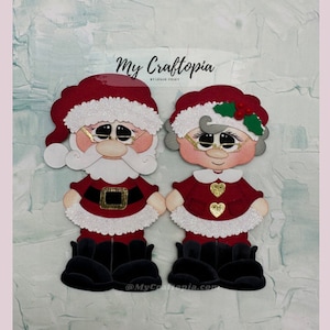 Claus and Mrs. Claus Santa Christmas Premade Scrapbooking Embellishment Paper Piecing Clip Art Die Cut Hand made
