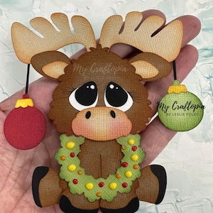 Scrapbook Christmas Moose Winter Premade Scrapbooking Embellishment Paper Piecing Die cut 3D  Hand made card Scrapbook layouts