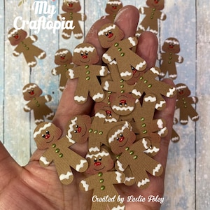 Mini Gingerbread Man Christmas cookies Premade Scrapbooking Embellishment Paper Piecing Die Cuts Clip Art hand made