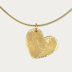 Gold Heart Necklace / Custom Fingerprint Necklace / Fingerprint Deep Impress / Love Necklace / Personalized Necklace for Women