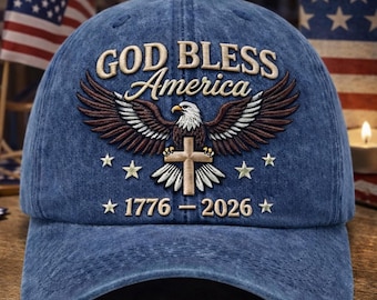 Patriotic USA Hat, Embroidered Eagle Cross Cap, Vintage Washed Dad Hat, American Pride Baseball Cap, Freedom Gift