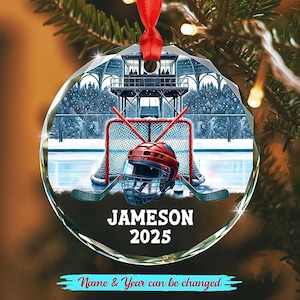Personalized Ice Hockey Ornament, Custom Name Year Ornament, Xmas Gift for Hockey Player Coach Team, Sports Fan Birthday Thanksgiving Decor