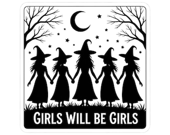 Witchy Girl Kiss-Cut Stickers: Halloween Laptop Decals