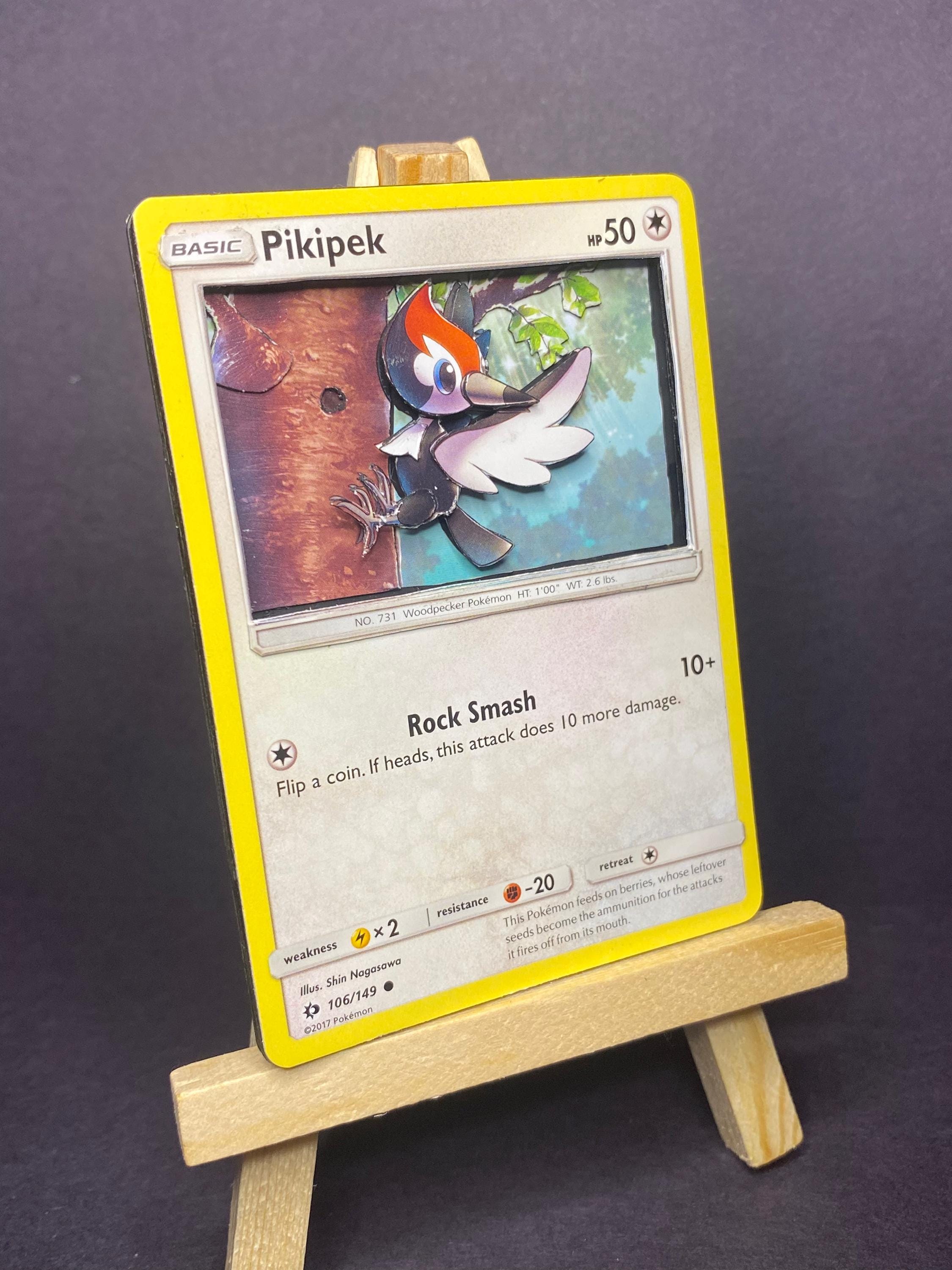 3d pokemon cards etsy 3D Wooden Pokemon Trading Card Replica Laser Cut Multi-Layered Collect –  Senpai3D main image 1