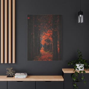 Autumn Forest Wall Art, Home Decor, Matte Canvas Print, Nature Landscape, Fall Aesthetic, Gift for Nature Lovers, Cozy Living Room