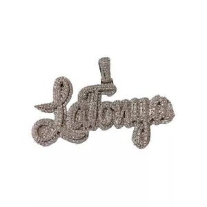 14K Whit Gold Plated Men&#39;s 3.00 Ct Round Cut Real Moissanite Custom Letter Pendant Gift Birthday,