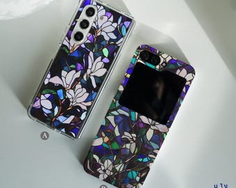 Orchid Glass case for Samsung Z Flip 3 6 4 Samsung Z Fold 5 4 3 5g Google Pixel 9 Pro Fold Moto Razr 40 50 Ultra Moto Razr Plus 2024 hm15