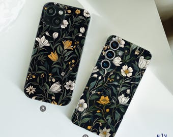 Dark Floral case for Samsung Galaxy S25 S24 Ultra Samsung A55 A35 A16 5g Samsung S22 S23 S10 Samsung A05 A25 A14 Galaxy S20 S21 fe hm19