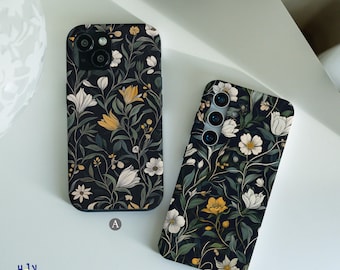 Dark Flowers case for Samsung Galaxy S23 S24 S22 Ultra A55  Note 20 Samsung A35 A16 5g Samsung S21 FE Samsung S10 SamsungA54  A15 A05 hm19