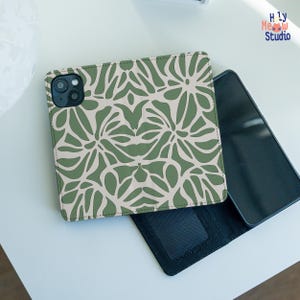 Sage Floral wallet case for Google Pixel 10 9 Pro XL Moto G 2026 Power Stylus Pixel 8 7 6 Pro 9a 7a 6a hm12