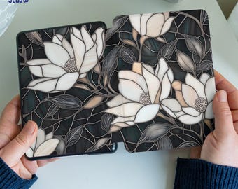 Stained Glass Flowers for Kindle 2024 case paperwhite 11th gen Signature Scribe 10.2&quot; 2022 Oasis 2 3 Kobo Libra 2 case 6.8&quot; Colorsoft Lilies