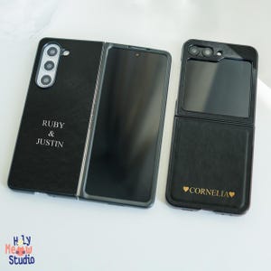 Coque personnalisée en relief pour Samsung Z Flip 6 Fold 5, couverture en similicuir, monogramme Galaxy Z Fold 5, nom personnalisé Samsung Z Flip 5, initiales