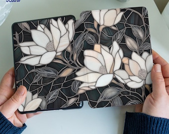 Stained Glass Flowers for Kindle 2024 case paperwhite 11th gen Signature Scribe 10.2" 2022 Oasis 2 3 Kobo Libra 2 case 6.8" Colorsoft Lilies