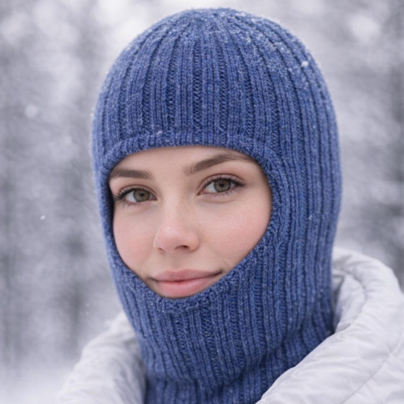 Balaclava Knitting Pattern PDF | Ribbed Cable Ski Mask Hood | XS S M ...