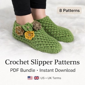 Handmade Crochet Slippers PDF Pattern Bundle – Women’s Cozy House Shoes, Easy Home Socks, Instant Download, Gift Idea, Slippers design PDF