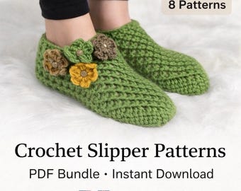Patrón PDF de pantuflas de crochet hechas a mano: pantuflas acogedoras para mujer, calcetines fáciles de usar, descarga instantánea, idea de regalo, diseño de pantuflas en PDF