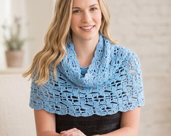 Crochet Cowl Capelet Pattern Women, Lace Medallion Scalloped Wrap, Digital Crochet Pattern