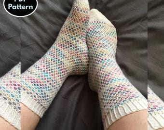 Patrón de calcetines de punto: PDF fácil y para principiantes, calcetines de lana acogedores, descarga digital instantánea, patrón de tejido DIY en PDF
