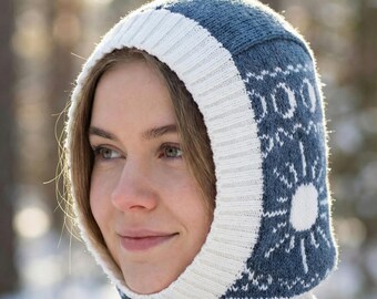 Celestial Balaclava Knitting Pattern PDF | Moon & Sun Colorwork Hood | Top-Down Knit Balaclava | Adult Sizes S-L | Instant Download