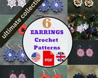 Patrón de pendientes de crochet: tutorial en PDF, descarga instantánea, joyería fácil hecha a mano para principiantes, accesorio bohemio, idea de regalo.