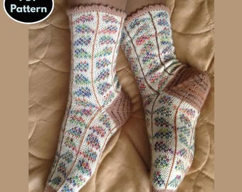 Patrón de tejido de calcetines sencillos (PDF para principiantes), calcetines de lana cómodos, patrón de tejido DIY, descarga digital instantánea fácil, tejido para principiantes
