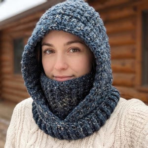 Crochet Balaclava Pattern | Crohoodie Hooded Cowl PDF | Adult Winter Neck Warmer | DIY Seamless Wearable Garment