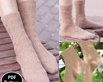 Patrón de tejido de calcetines descargable: calcetines de lana acogedores con aguja circular, PDF DIY instantáneo, ideal para principiantes.