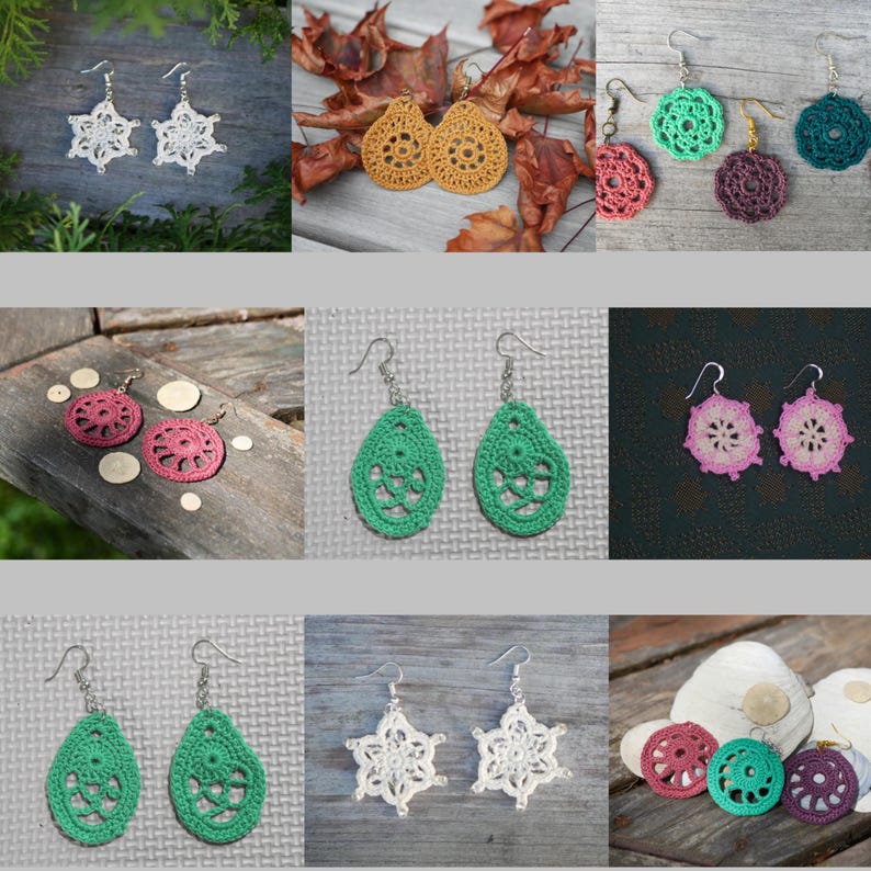 60 Crochet Earrings Patterns PDF, DIY Boho, Modern & Dangle Earring Designs , Instant Digital Download, Handmade Jewelry Craft Guide image 10