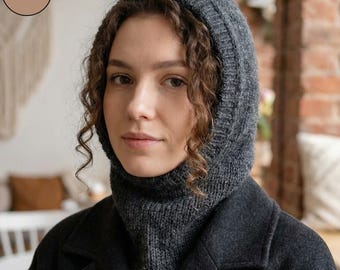 Notorious Hood Knitting Pattern PDF | Hooded Cowl Pattern | One Size | Bottom-Up One Piece | Sport/Worsted + Mohair Lace