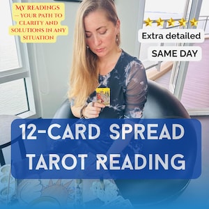 Lectura de Tarot de 12 Cartas / Amor, Carrera, Camino de Vida / Profunda, Entrega Rápida, Perspectiva Personalizada / Pronóstico del Año o Análisis de la Situación