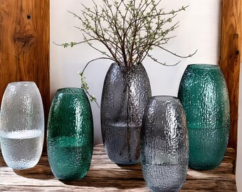 緑色のガラスの円盤形の禅の花瓶 7.5 インチ。 - Etsy 日本