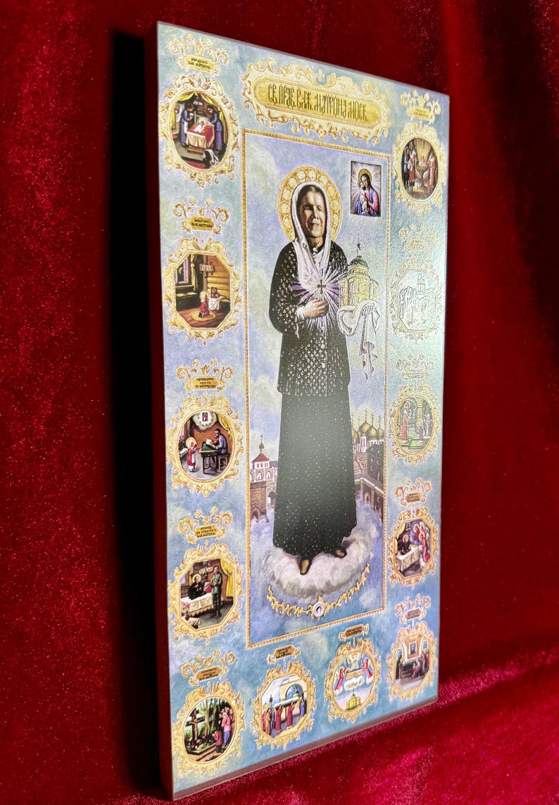 Saint Matrona Icon With Scenes From Her Life. Wooden Orthodox Icon. - Etsy
