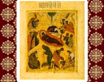 Nativity of Jesus Christ. Wooden orthodox icon