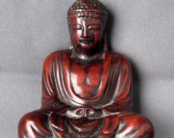 Vintage Red Resin Buddha Statue: Meditating Monk Sculpture - Etsy