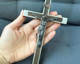 Antique Catholic Crucifix– Brass Cross– Religious Christian Relic