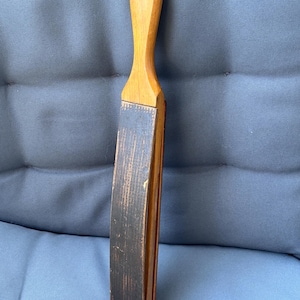 Antique shaving strop, 2-sided leather/linen, wooden body, ca 1900 , straight razor - belt , razor blades