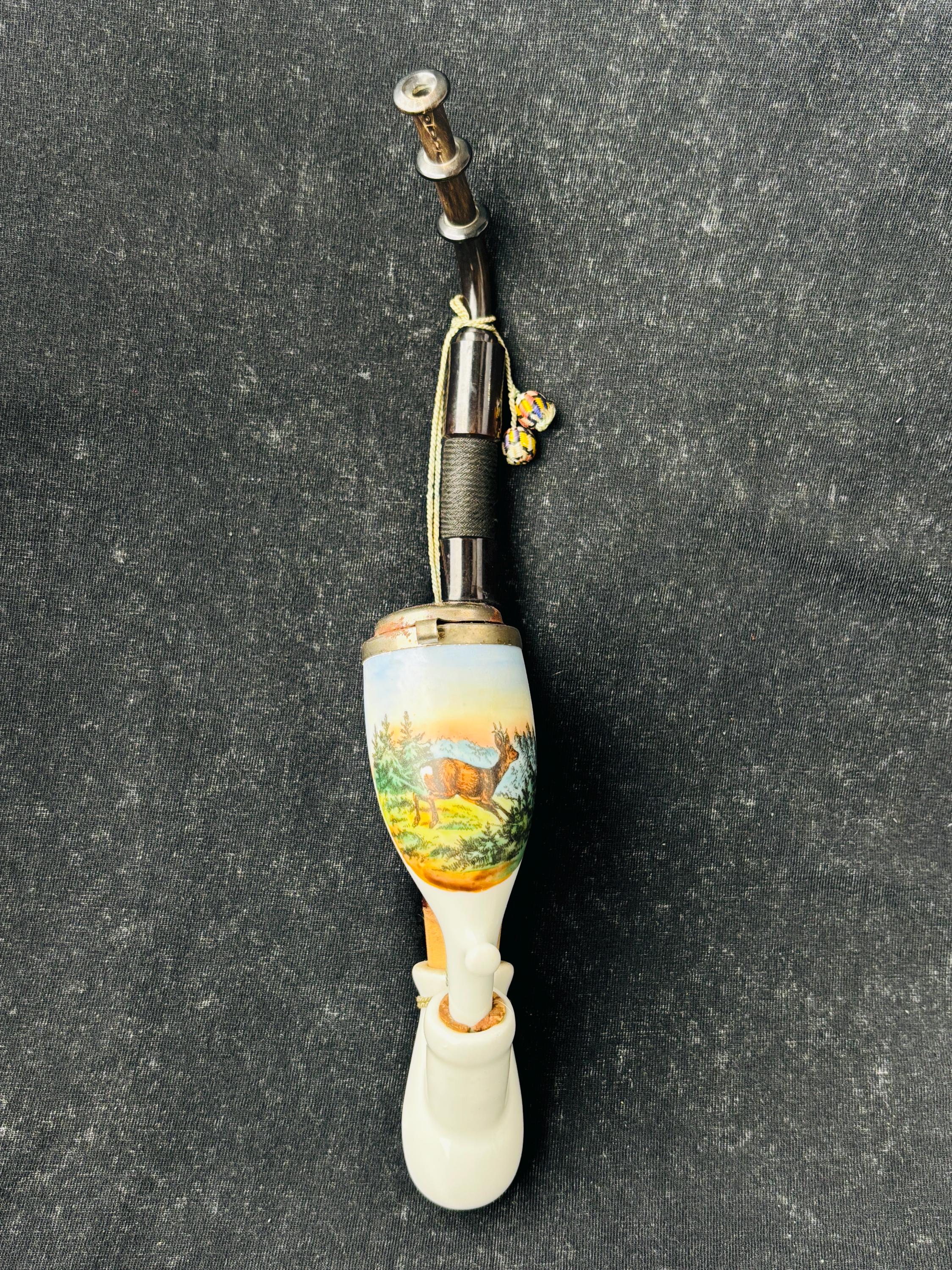 Vintage German Hunter Tobacco Pipe – Deer Motif Smoking Pipe
