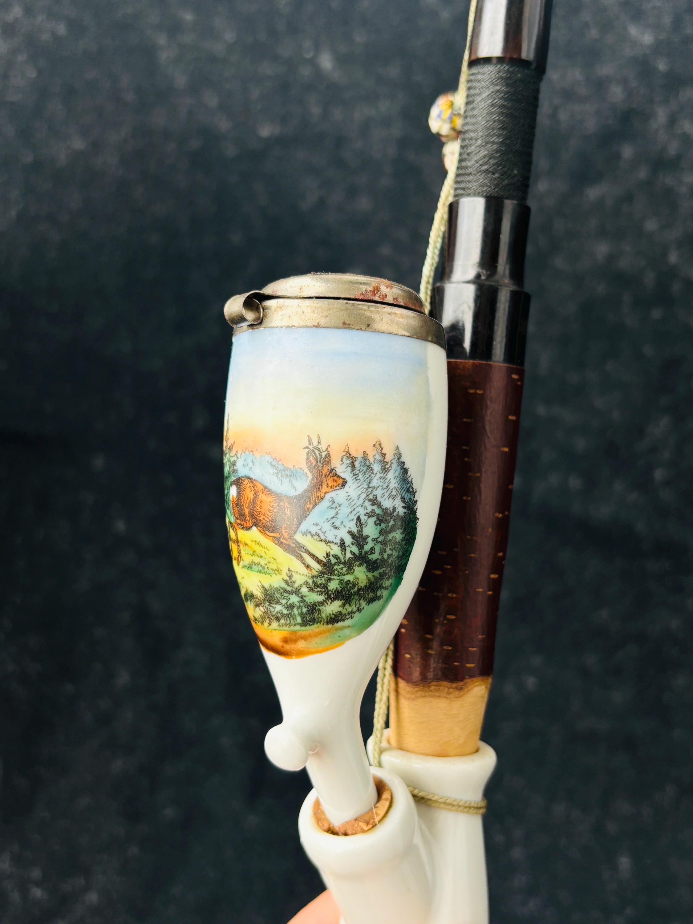 Vintage German Hunter Tobacco Pipe – Deer Motif Smoking Pipe