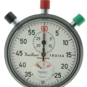HANHART Troika stopwatch with an accuracy of ten seconds, including Pocket Check, approximately 70 seconds.