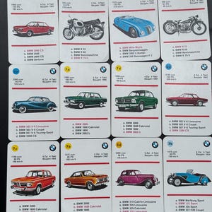 Vintage Car Trading Cards BMW , Vintage collection 1970s, 32 pieces , Antique BMW Bavaria Cars