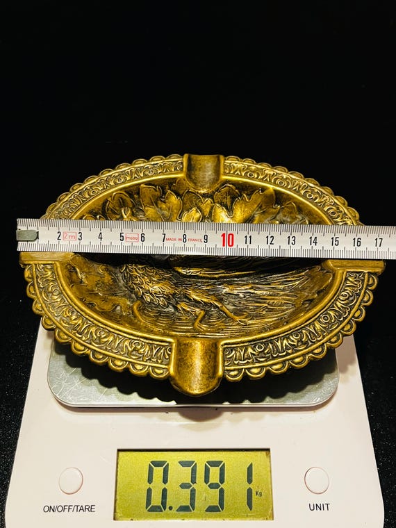 Vintage German Brass Ashtray With Bird Design – Decorative Mid