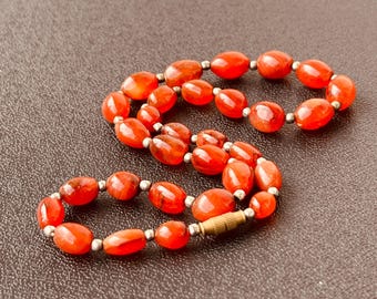 Vintage Red Coral Bead Necklace, Handmade Ethnic Jewelry, Boho Tribal Statement Necklace, Natural Coral Style Beads, Artisan Vintage Necklac