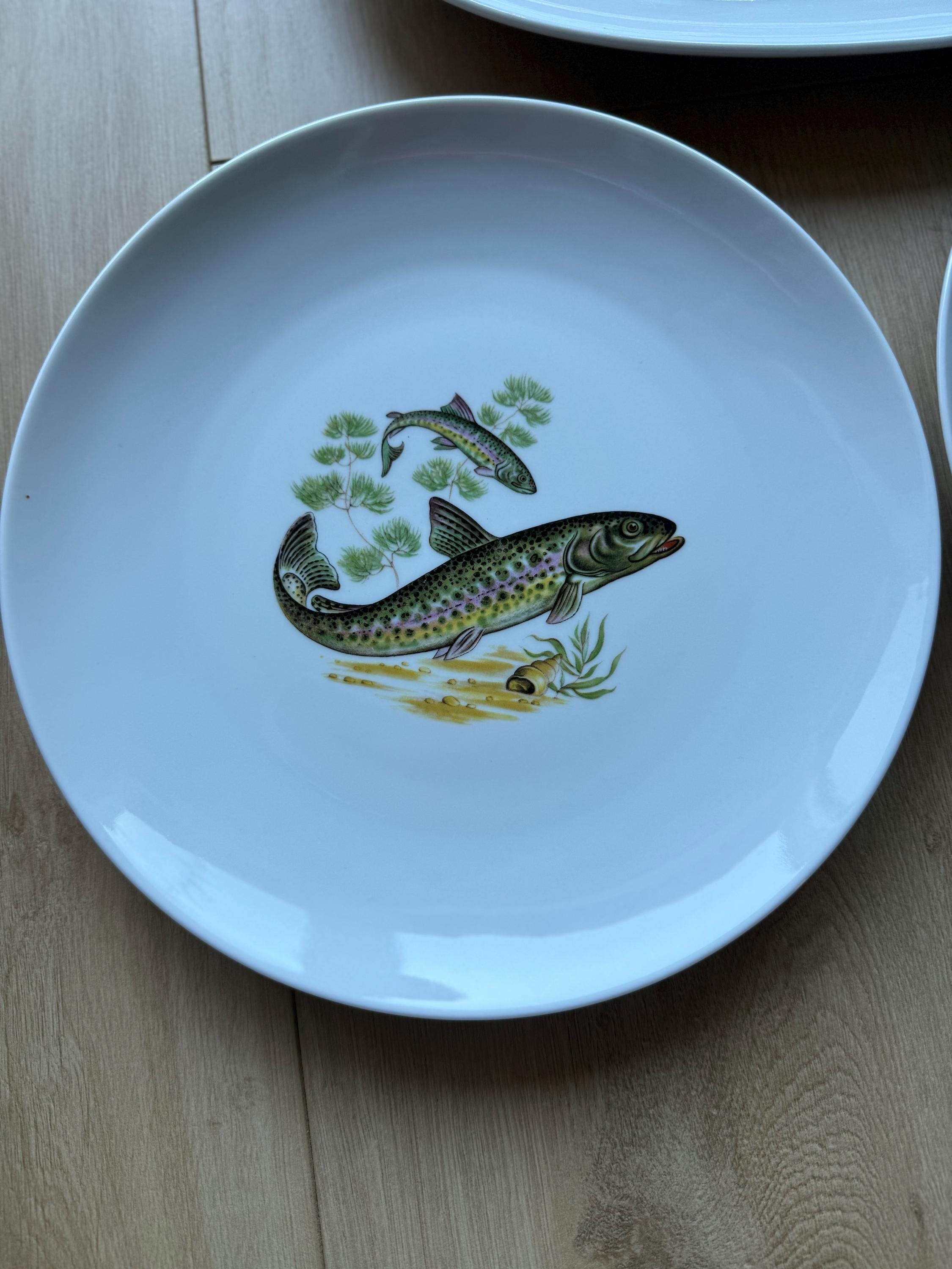 Vintage Schumann Arzberg Bavaria Fish Plates Set – German